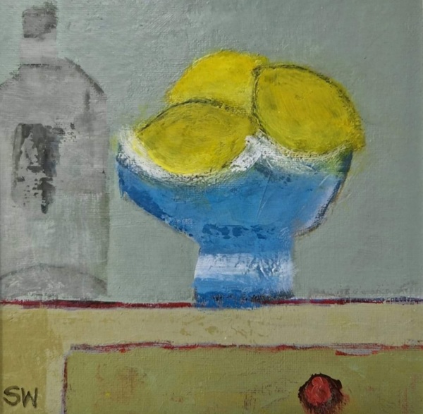 LEMONS IN A BLUE BOWL