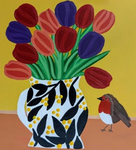 TULIPS AND ROBIN