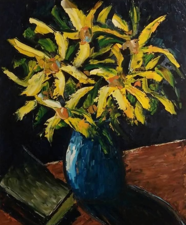 YELLOW FLOWERS WITH BOOK