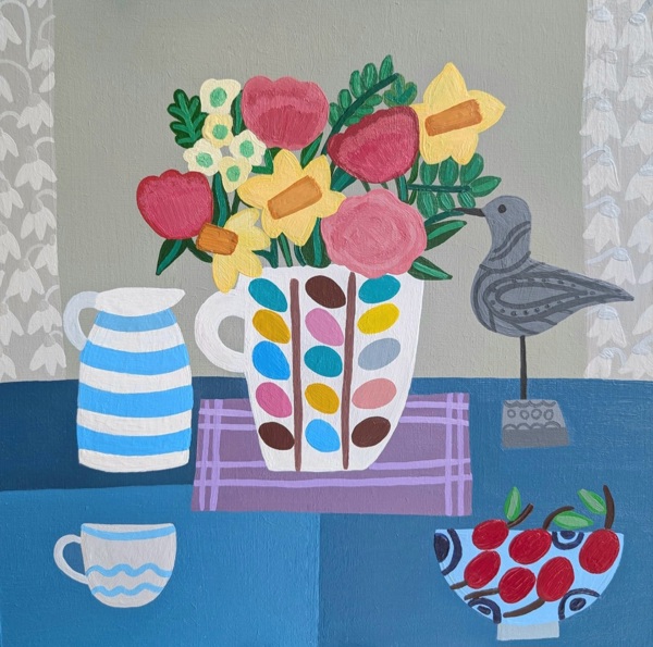 CURLEW ON BLUE TABLE CLOTH