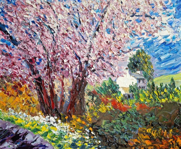 LANDSCAPE WITH CHERRY TREES